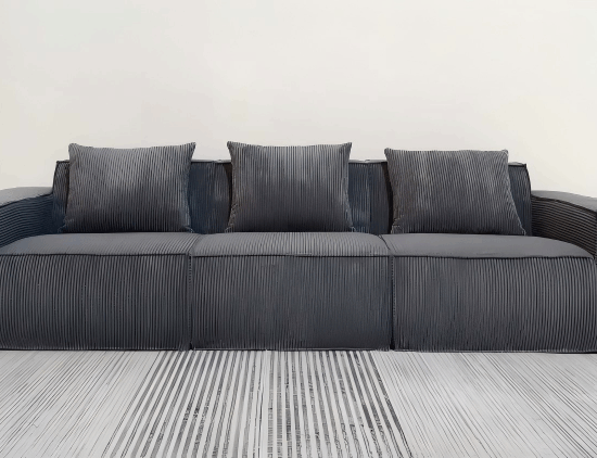 Modern large conference table with integrated technology in a 2026 office setting