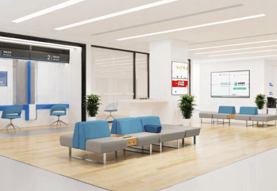 A professional corporate lounge set up with premium furniture