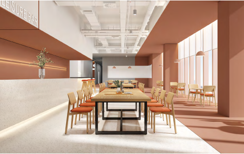 Height adjustable desks in a collaborative office setting