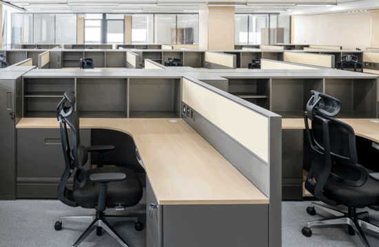 Modern hospitality workspace seating in a contemporary hotel lobby