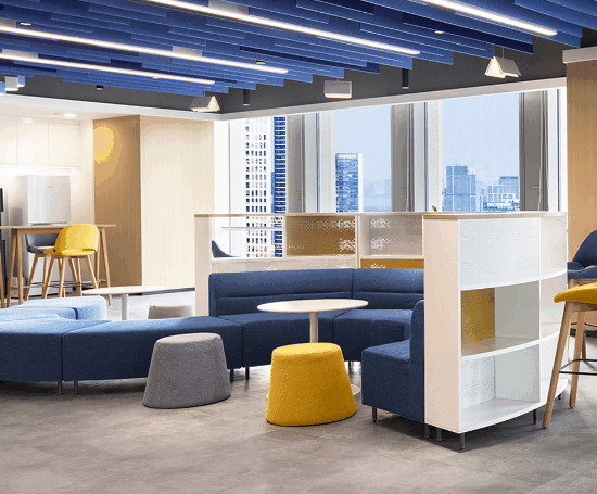 Modern hotel office desk with ergonomic chair in a luxury suite