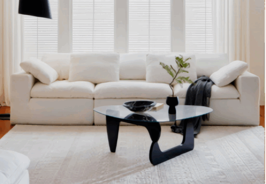 Modern European office furniture showroom with ergonomic desks