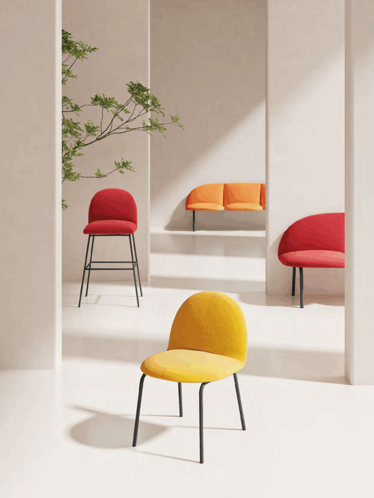 Modern refurbished office workstation with sustainable materials