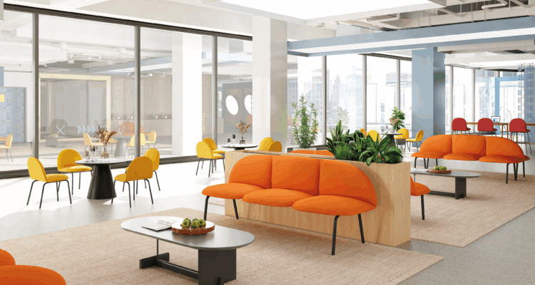 Modern office layout featuring high-quality BIM furniture models