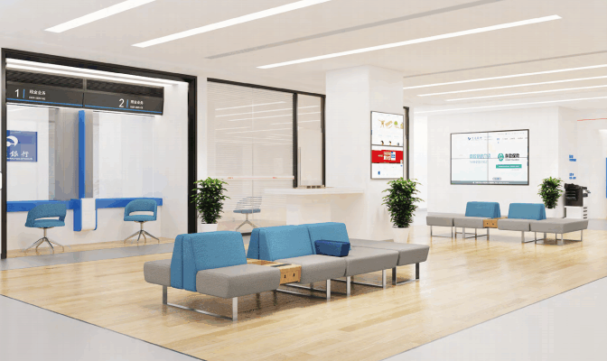 Height adjustable standing desks in a contemporary office setting