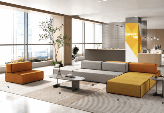 Professional consultant discussing office furniture procurement