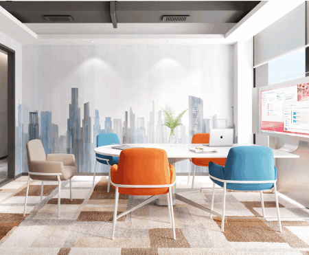 Sustainable and eco-friendly office furniture in a bright workspace