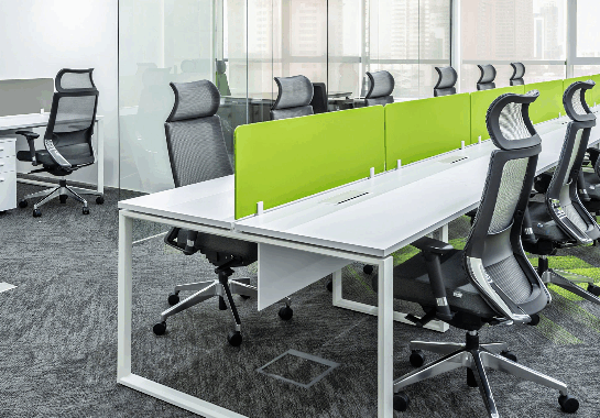 Modern commercial office sofa in a sleek 2026 corporate lobby