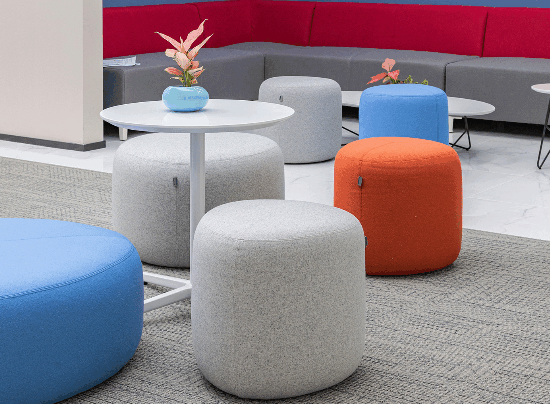 Modern office furniture stacked for wholesale shipment